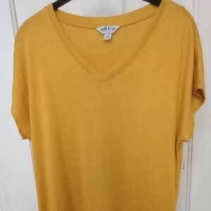VTG EUC ORVIS Classic Collection Women's V Neck Knit Top Tee Relaxed Fit. S